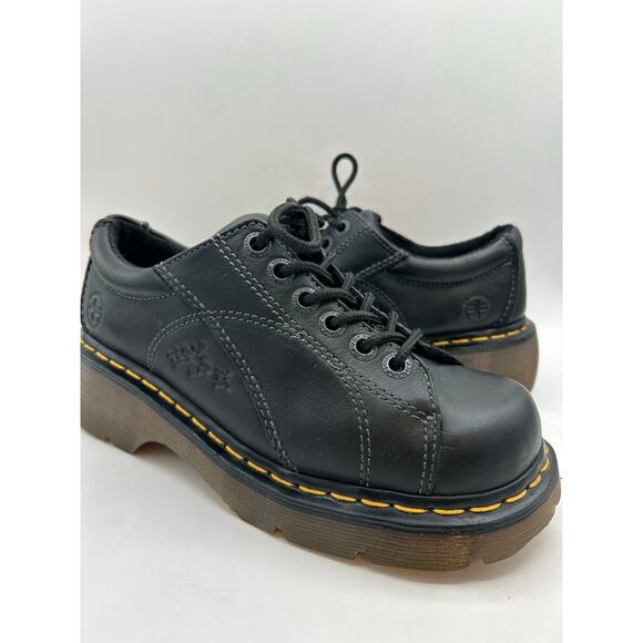 RARE DAISY Dr. Martens Chunky Platform Black Leather 12283 Oxford Boot WMS Sz 7 - Picture 1 of 12